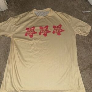 SHEIN Women's Cream Tee with Red Floral Accents